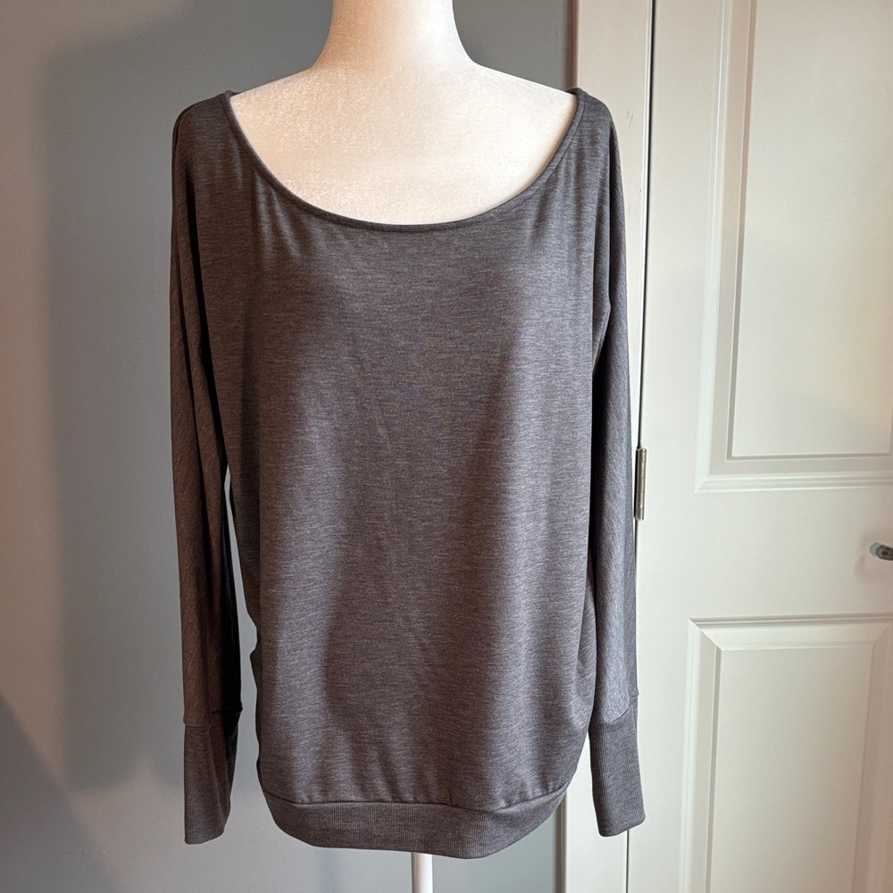 Women's Gray Long Sleeve French Terry Knit Top